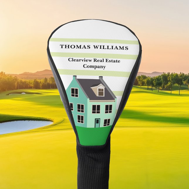 Real Estate Cute Custom Green House Custom Realtor Golf Head Cover (Creator Uploaded)