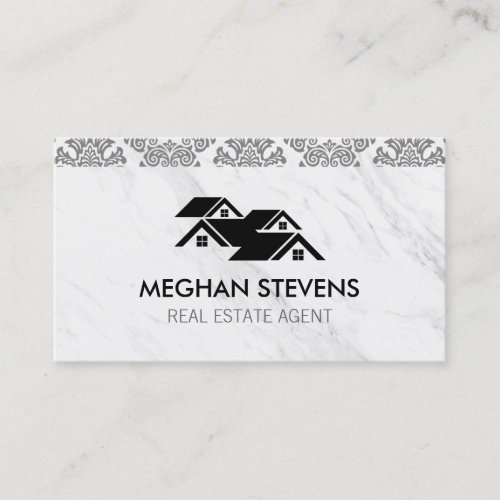Real Estate Damask Rooftop Appointment Card