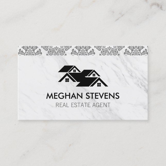 Real Estate Damask Rooftop Appointment Card (Front)