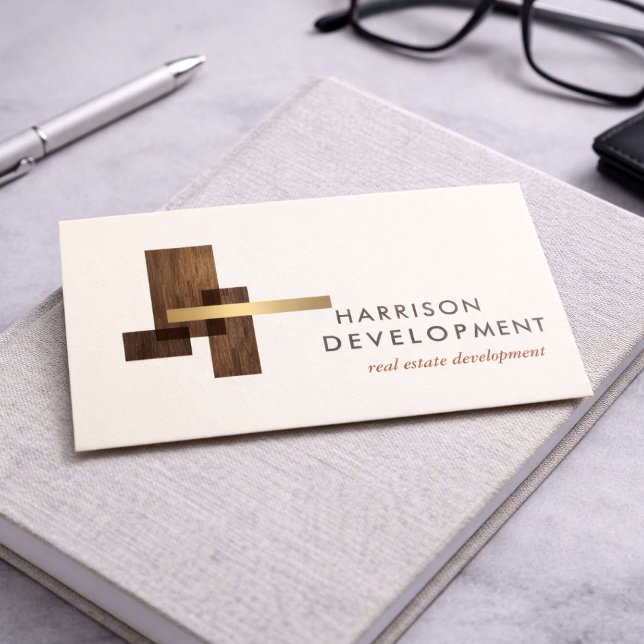 Real Estate Developer Luxury Logo Ivory Business Card (Creator Uploaded)