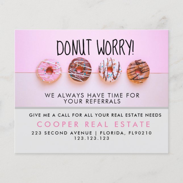 real estate donut referrals Announcement  Flyer (Front)