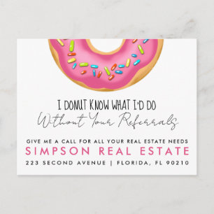 real estate donut  referrals Announcement Postcard