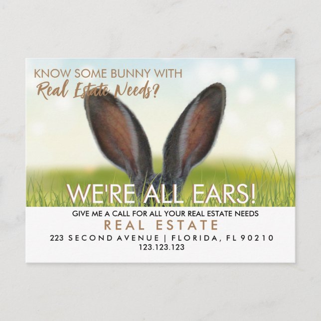 real estate easter bunny referrals Announcement  Postcard (Front)