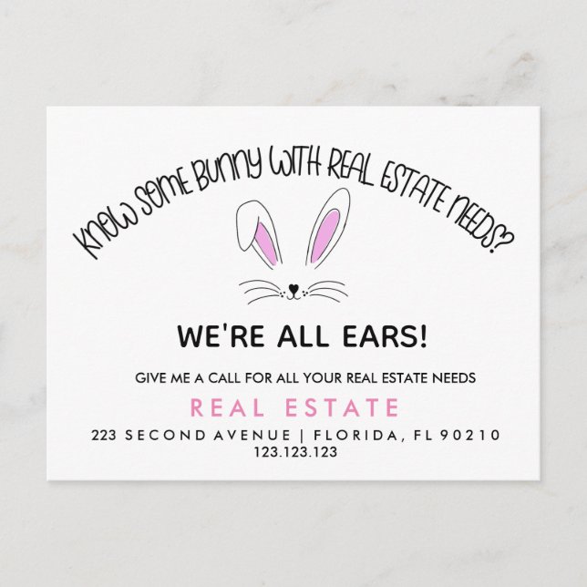 real estate easter bunny referrals Announcement  Postcard (Front)