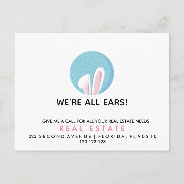 real estate easter bunny referrals Announcement  Postcard (Front)