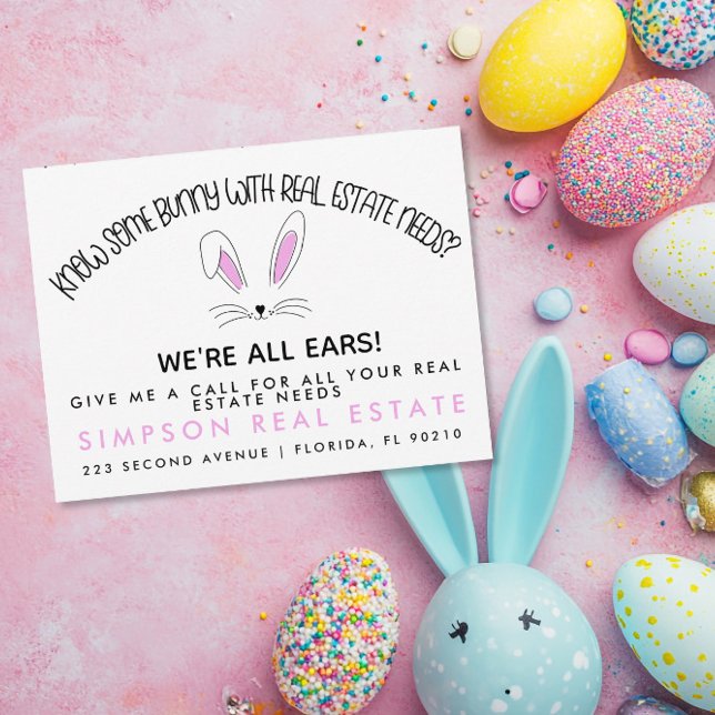 real estate easter bunny referrals Announcement  Postcard (Creator Uploaded)
