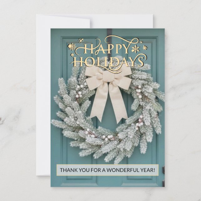 Real Estate Elegant Happy Holidays Card (Front)
