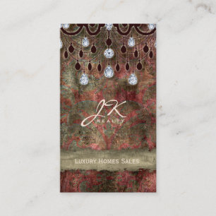 Real Estate Elegant Vintage Chandelier Business Card