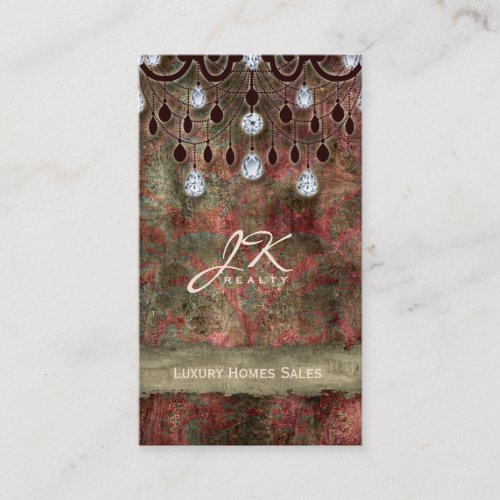 Real Estate Elegant Vintage Chandelier Business Card Templates