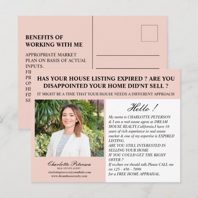 Real Estate Expired Listing  Postcard (Front/Back)