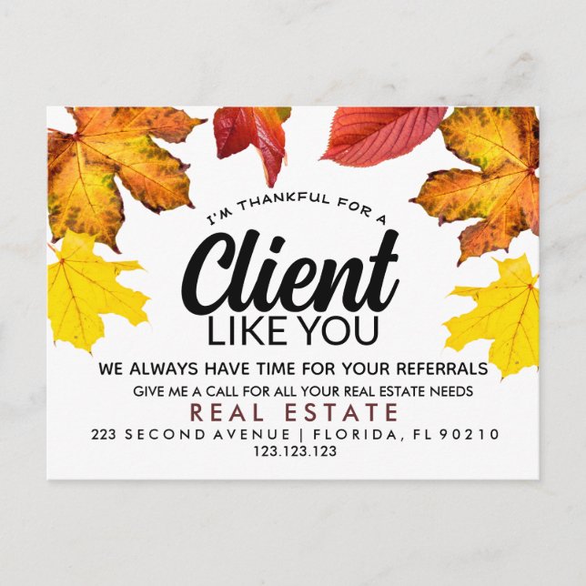 real estate FALL referrals Announcement Postcard (Front)