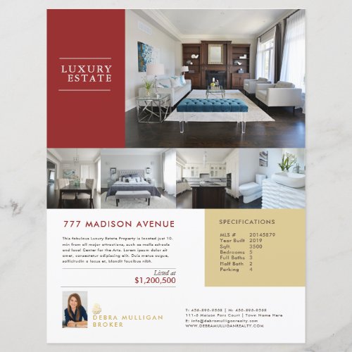 Real Estate Feature Sheet Elegant Custom Flyer