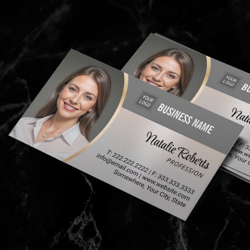 Real Estate Financial Consultant Silver Photo Business Card