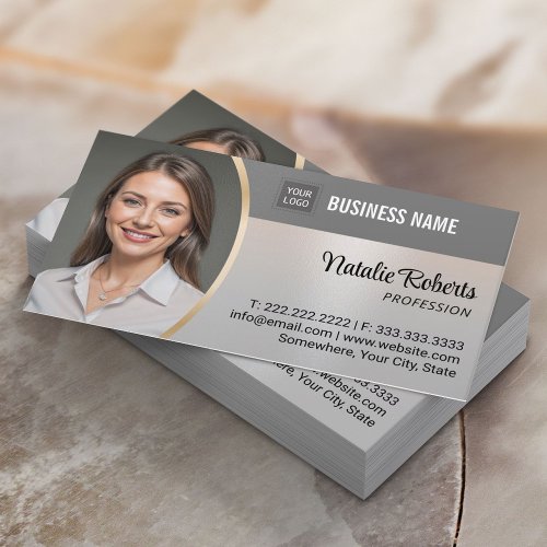 Real Estate Financial Consultant Silver Photo Business Card