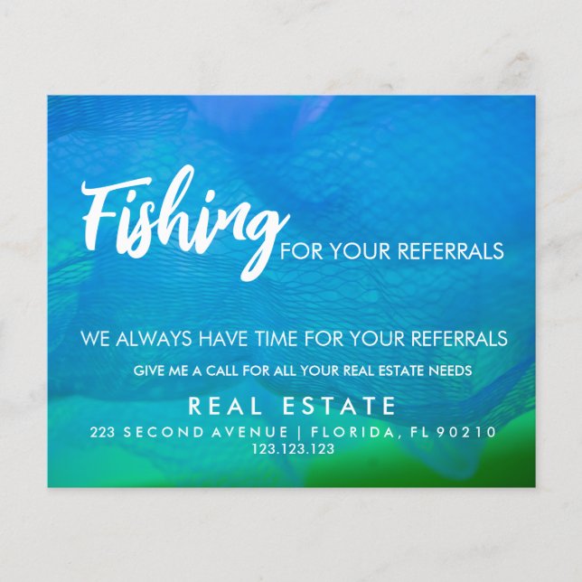 real estate Fishing for referrals Announcement Flyer (Front)
