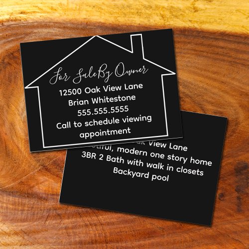 Real Estate For Sale By Owner Black House Realtor Business Card
