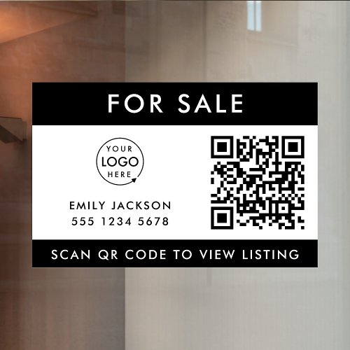 Real Estate  For Sale QR Code Listing Logo Window Cling