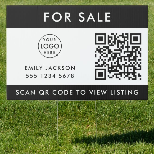 Real Estate | For Sale QR Code Listing Logo Yard Sign