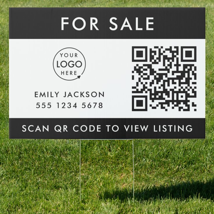 Real Estate For Sale QR Code Listing Logo Yard Sign Zazzle