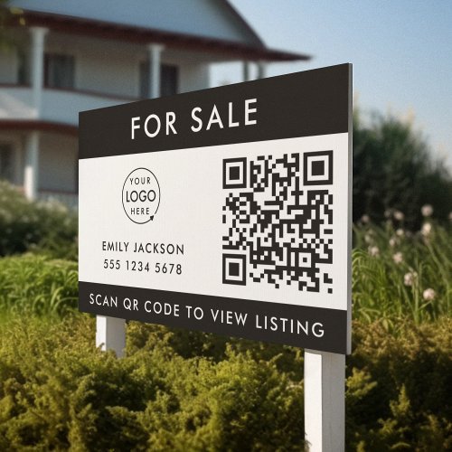 Real Estate  For Sale QR Code Listing Logo Yard Sign