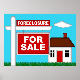 Real Estate Foreclosure For Sale Sign with House I