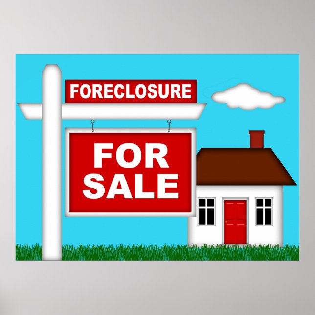 Real Estate Foreclosure For Sale Sign with House I (Front)