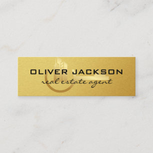 Real Estate Gold Key Building Logo Mini Business Card