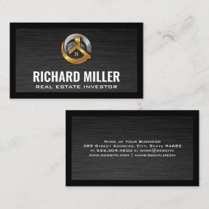 Real Estate Gold Silver Building Icon Business Card