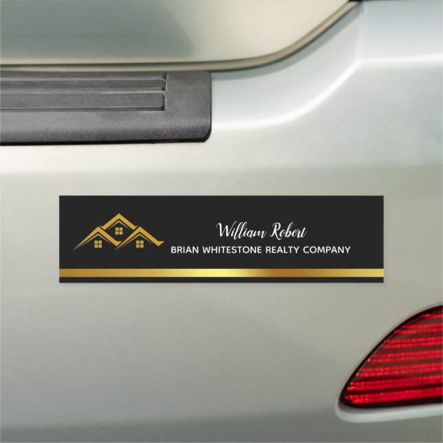 Real Estate Golden House Logo Modern Realtor Car Magnet (In Situ)