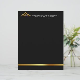 Real Estate Golden House Logo Modern Realtor Letterhead