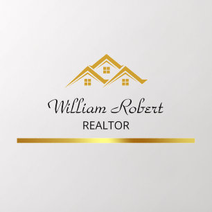 Real Estate Golden House Logo Modern Realtor Wall Decal