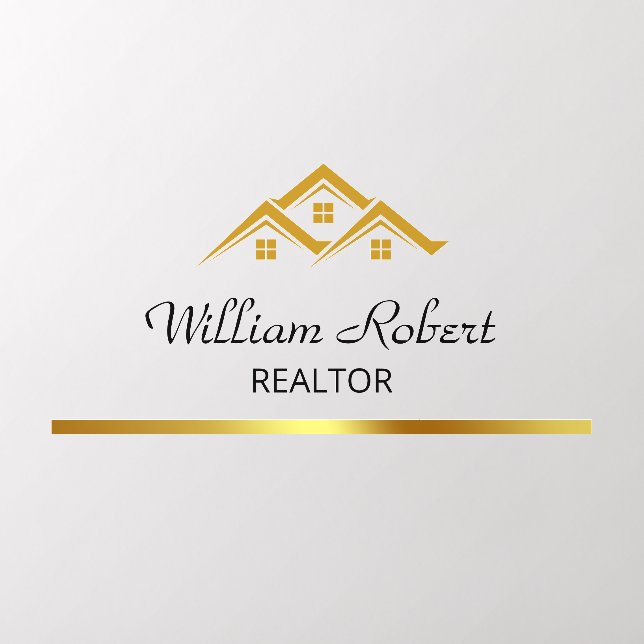 Real Estate Golden House Logo Modern Realtor Wall Decal (Insitu 2)