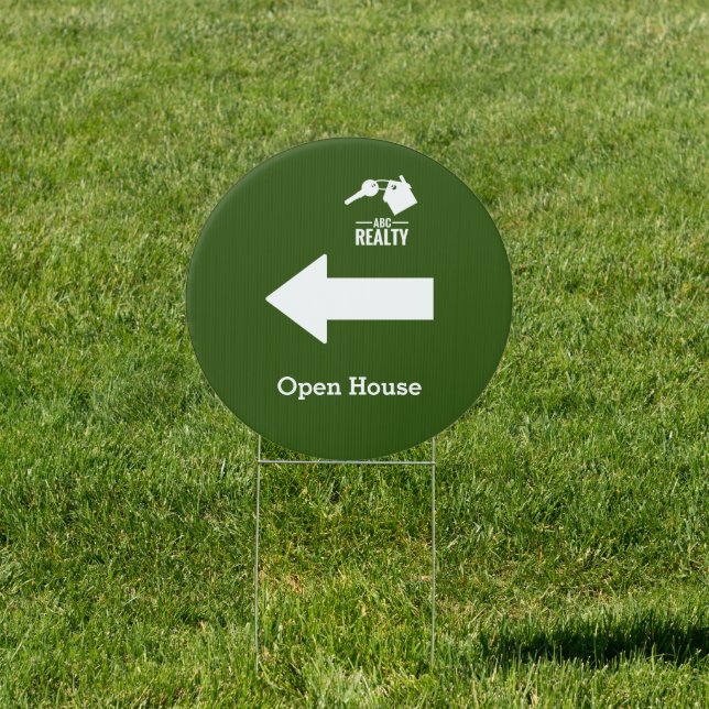 Real Estate Green Directional Sign With Logo (Insitu)