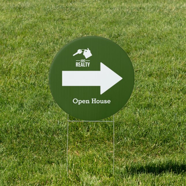 Real Estate Green Directional Sign With Logo (Insitu)