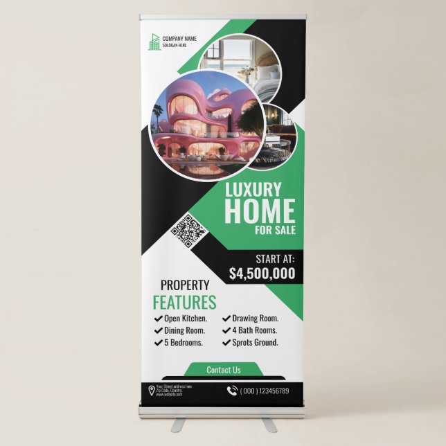 Real Estate - Green Retractable Banner (Front)