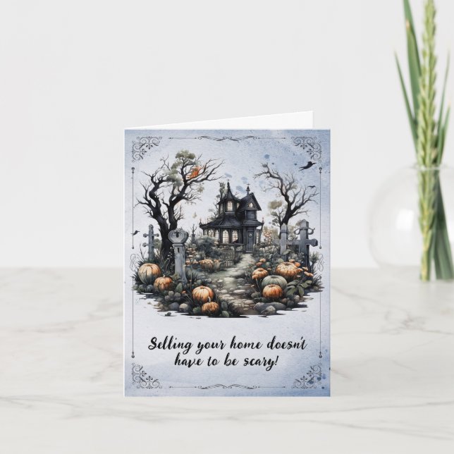 Real Estate Halloween Haunted House Card (Front)