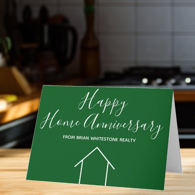 Real Estate Happy Home Anniversary Custom Green Card (Creator Uploaded)