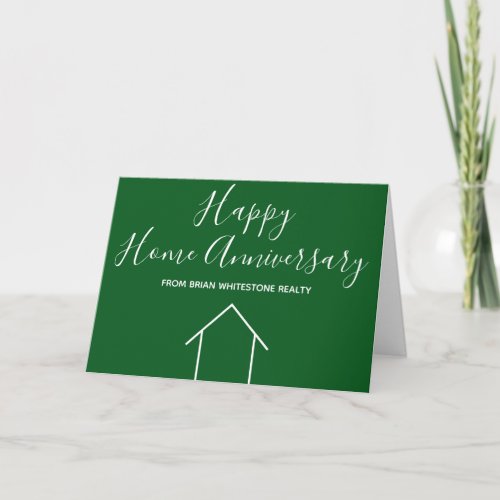 Real Estate Happy Home Anniversary Custom Green Card
