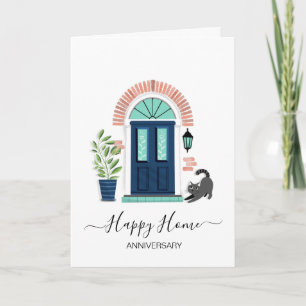 real estate Happy Housiversary Card Blue Door Cat 
