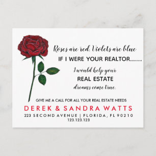 real estate Happy Valentine's Day roses are red Announcement Postcard