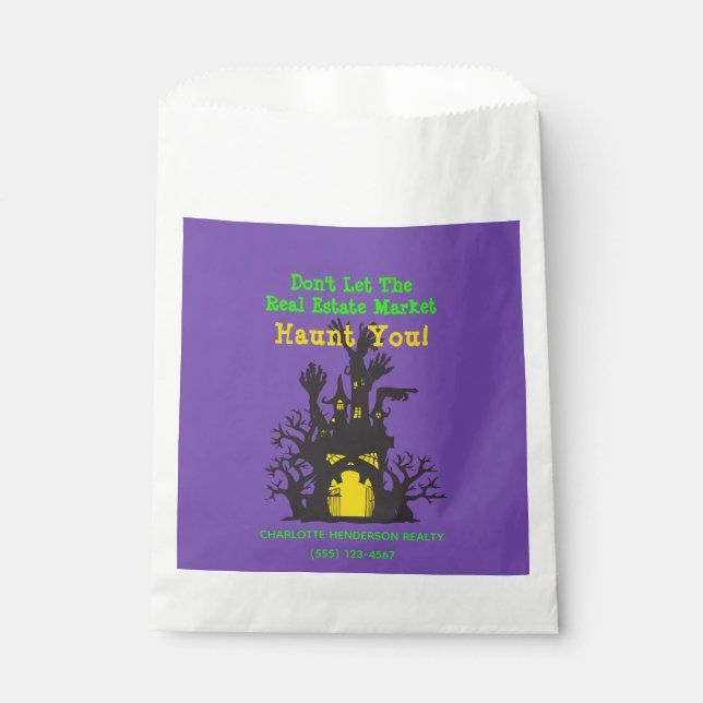 Real Estate Haunted House Funny Halloween Favor Bag (Front)
