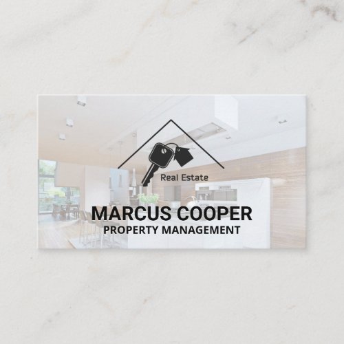 Real Estate Home and Keys  Interior Kitchen Business Card