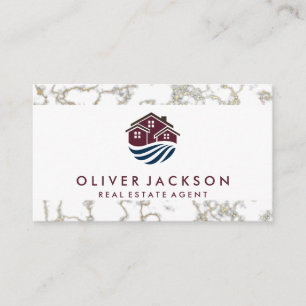Real Estate Home Gold Marble Business Card