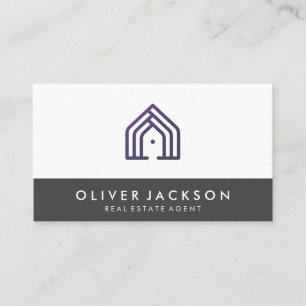 Real Estate Home Icon   Gray Trim Business Card