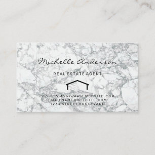 Real Estate   Home Icon Marble Business Card