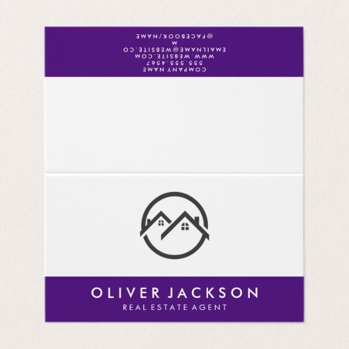 Real Estate Home Icon  Purple Trim Business Card