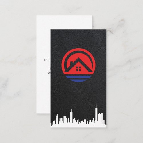 Real Estate Home Logo  city Skyline Business Card