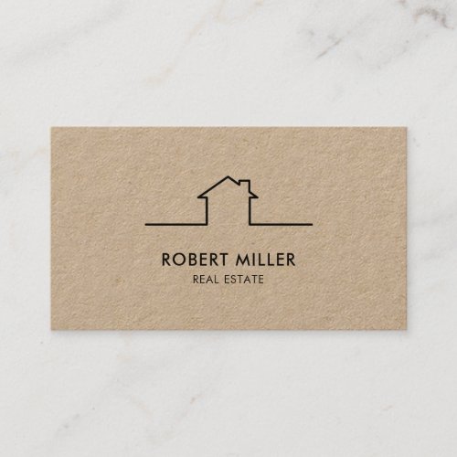 Real Estate Home Logo Realtor Kraft Business Card