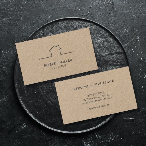 Customizable Real Estate Home Logo Realtor Kraft Business Card