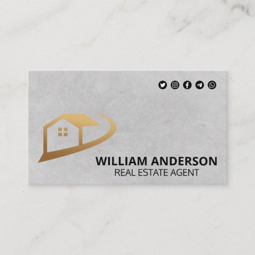 Real Estate Home Logo  Social Media Icons Business Card